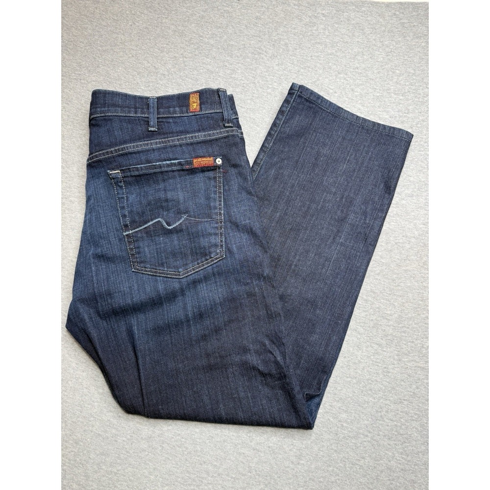 7 For All Mankind Men's Austyn Relaxed Fit Straight Jeans Dark Wash 38x31